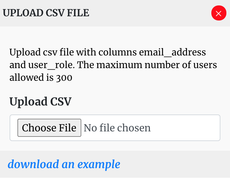 Bulk upload menu